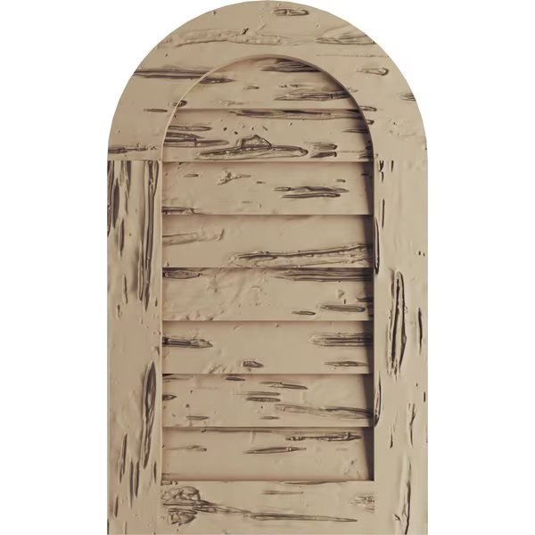 Timberthane Pecky Cypress Round Top Faux Wood Non-Functional Gable Vent, Primed Tan, 26